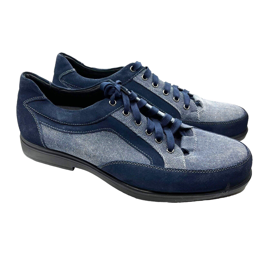 Gdefy Comfort Shoes Gravity Defyer Men's Suede and Fabric Blue Suede Shoes SZ 15